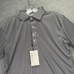 Collars & Co Dress Collar Polo Shirt Mens Medium Black Check Performance Stretch